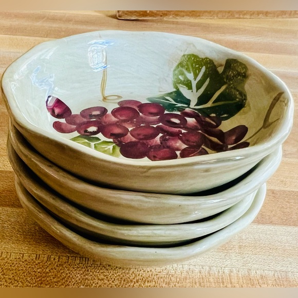 Tabletops Set of 4 Cabernet Olive Oil Dipping Bowls EUC - Picture 3 of 11